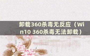 卸载360杀毒无反应（Win10 360杀毒无法卸载）